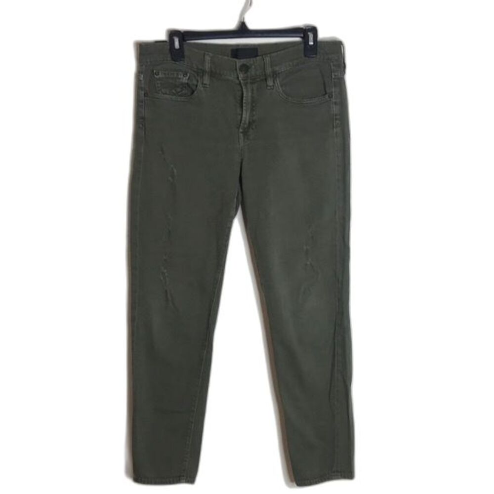 Vince ladies‎ army green distressed 5 pocket skinny jeans size 28